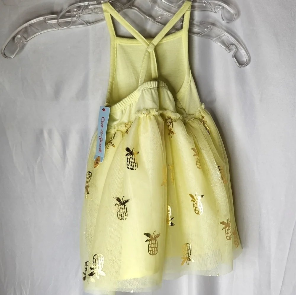 Toddler Girls' Pineapple Tulle Dress - Cat & Jack Yellow 18M